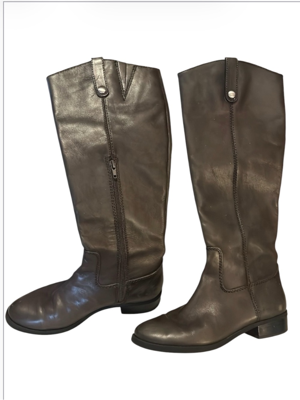 Inc International Fawne Dark Taupe Brown Leather Knee-high Riding Boots Sz 6.5